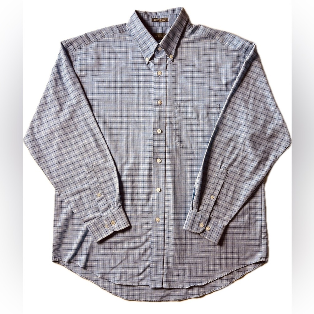 Van Heusen Large‎ Blue Plaid Button-Down long sleeve Shirt Classic Style NWOT